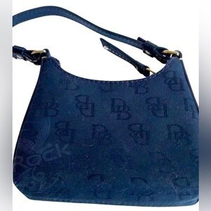 Dooney & Bourke Mini “Bitsy” Bag. Black Sateen DB Fabric. RARE